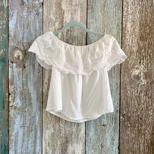 Xhilaration Cold Shoulder Crop Top White Small
